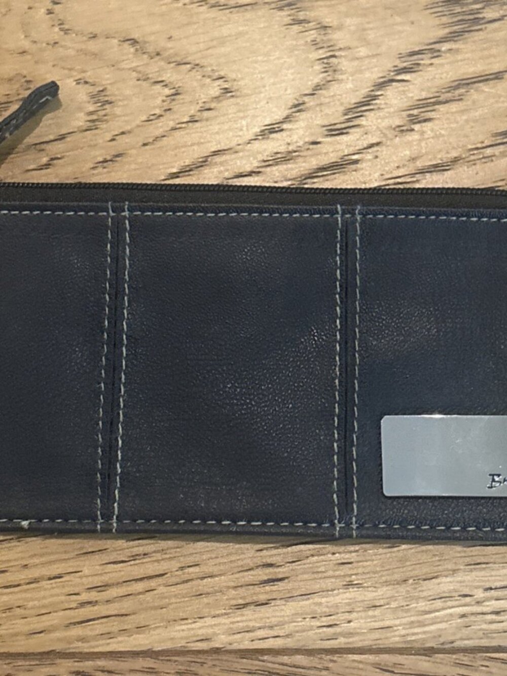 Vintage Buxton Leather Wallet Zip Up ID Holder Coin Purse Black Vegan Leather